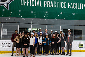 Ripon College students on the career discovery tour at the Dallas Stars hockey practice facility