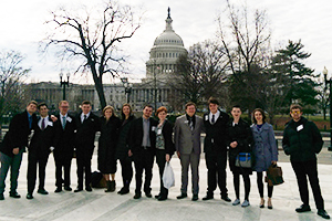 Ripon College students on the career discovery tour in front of the US Capitol in Washington DC
